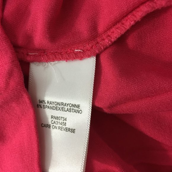 BCBGMAXAZRIA Dark Pink Twisted Round Collar Short Sleeve Banded Hem Shirt - Picture 3 of 8